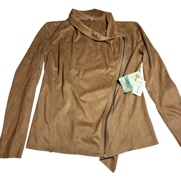 NWT Lily Star Faux Suede Zip Wrap Front Beige Size Medium SOFT - Picture 1 of 9